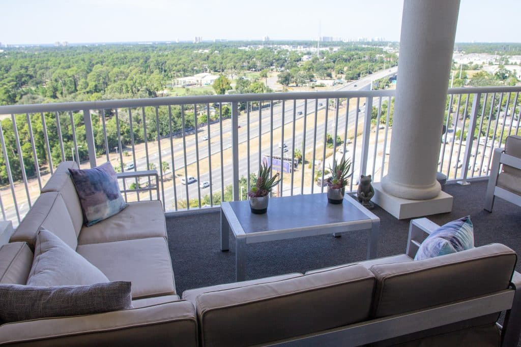 Marina Landing condo balcony overlooking Panama City Beach