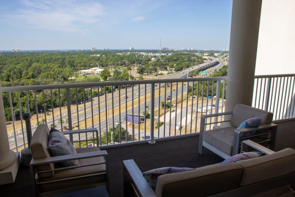 Marina Landing condo balcony overlooking Panama City Beach